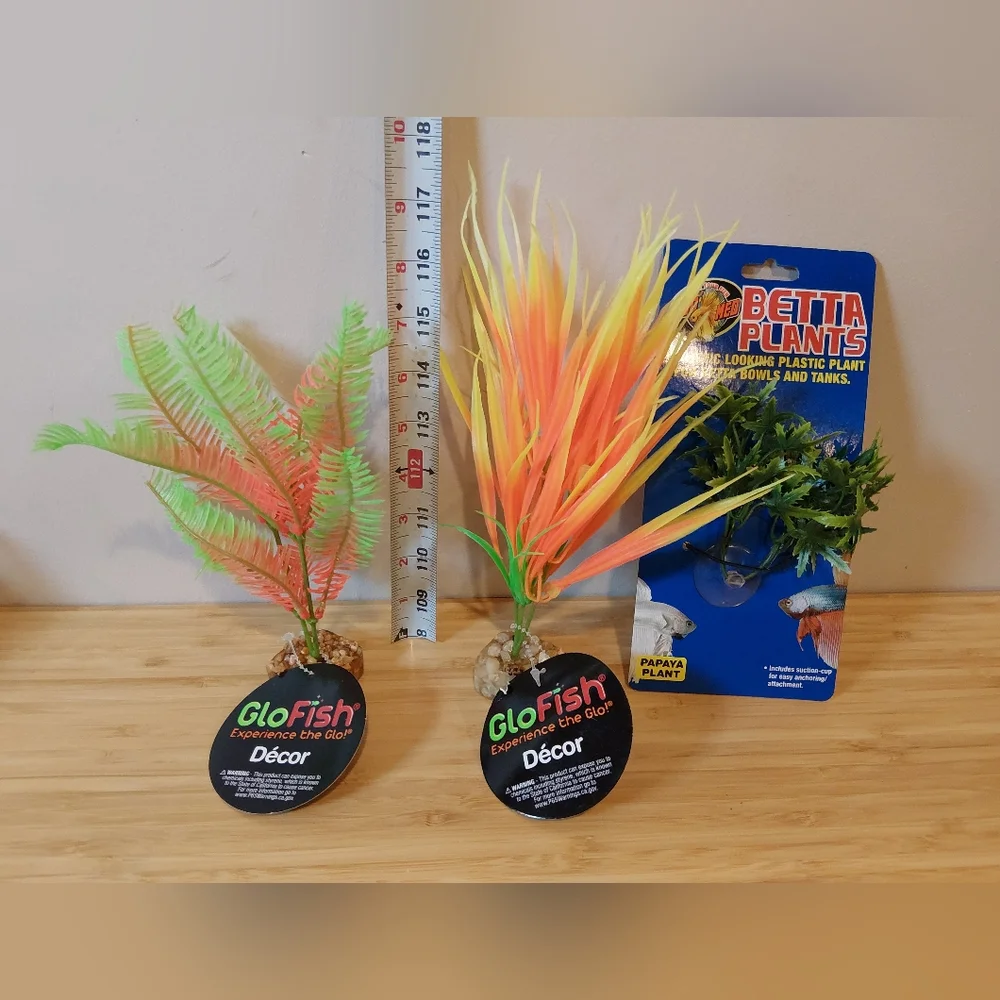 Aquarium Plants GloFish&Betta Plants Assorted Decor Set Of 3